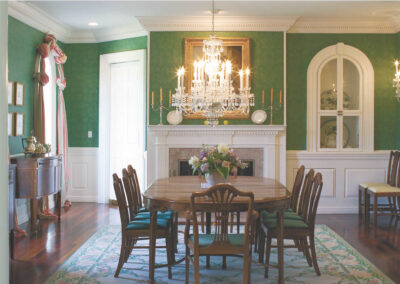 Dining rooms vary in Carpathia Gardens from classical to Prairie to country casual. Like all rooms in these houses, each dining room is sized to precise Vedic proportions that ensure a perfect resonance with the sun, moon and stars. This brings a connection between individual life and Cosmic life to nourish the entire family.