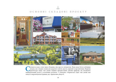 • Оселі • Роздрібна торгівля та послуги • Освіта • Сфера гостинності • Комерція та бізнес • Відпочинок і розваги • Сільське господарство • Охорона здоров’я і здоровий спосіб життя • Дрібна промисловість • Центр спільноти Спільнота може стати чимсь більшим, ніж просто спільнотою. Вона може бути особливим місцем, яке створює умови для здорового життя, щастя, гармонії та просвітлення. Ведична архітектура надає такі умови завдяки використанню законів природи, які поєднують індивідуальний розум із космічним розумом. У комплексі «Карпатські сади» такі умови вам можуть запропонувати будинки, що «приносять удачу»©.